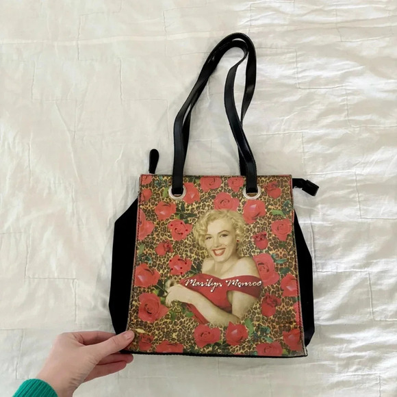 Vintage Y2K Chateau Marilyn Monroe Sequined Leopard Floral Shoulder Bag Purse - Picture 2 of 4